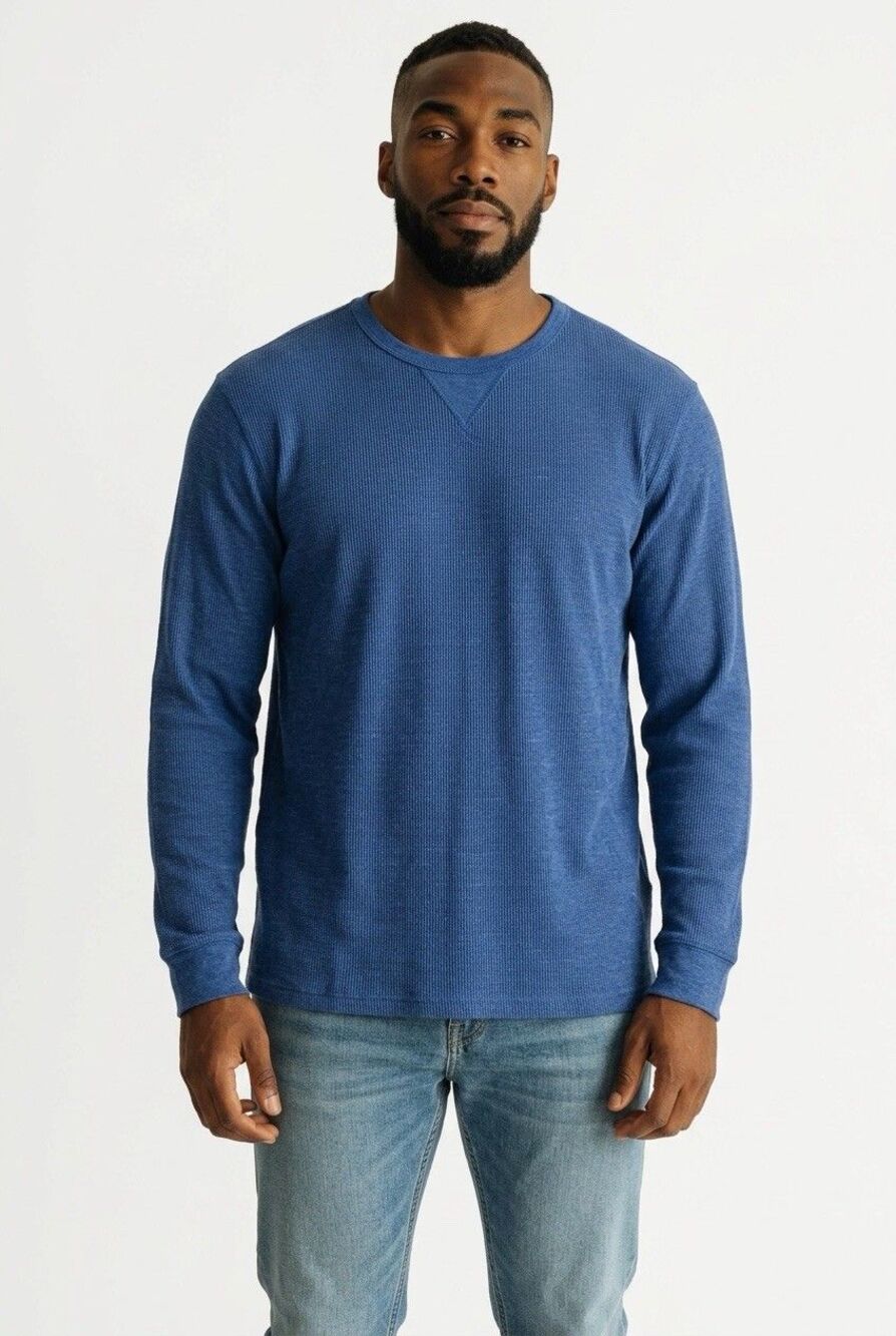 Mens Sonoma Long Sleeve Pullover Thermal Shirt XXL Blue Crew Neck